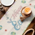 thumbnail image 3 of Happy Easter Table Runner - 48 Inch Long Green Blue Gnomes Bunny Flowers Striped Cotton and Linen Blended Dress Scarves Farmhouse Table Runner for Kitchen Dining, Coffee Table, 13" x 48", 3 of 8