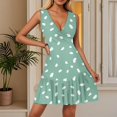 thumbnail image 2 of WTOBBY Women's Vintage Classical Floral Leaf Print Summer Dress V-Neck Sleeveless Pleated Hem Casual Dress with Button Front Detail for Garden Parties ,Mint GreenXL, 2 of 5