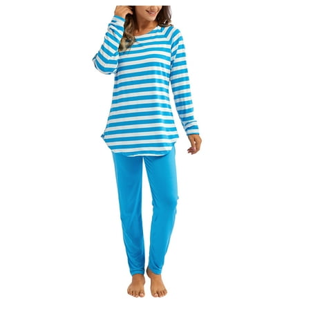 

Vedolay Pajamas Pajamas for Teens Girls Women S Striped Pajama Set Long Sleeve Tops And Pants Jogging Casual Wear Soft Pajamas