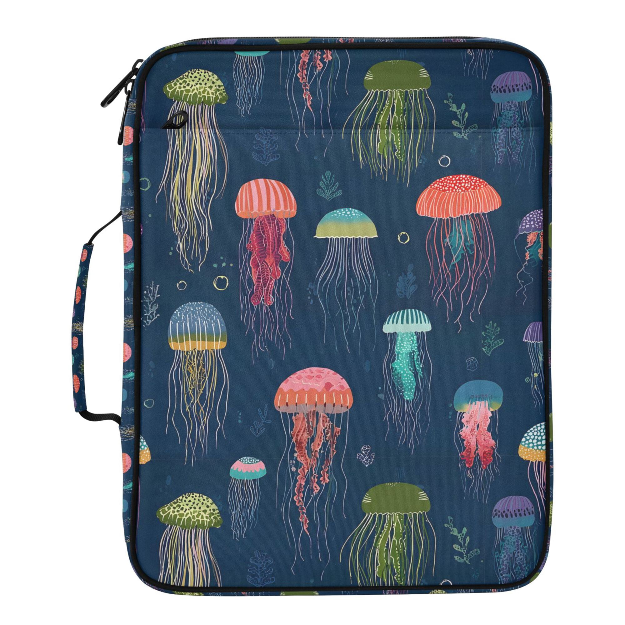 FORMRS Accordion File Folder A4 Size 7-Pocket Expanding Document Organizer Bag with 3 Ring Binder, Cartoon Jellyfish Pattern