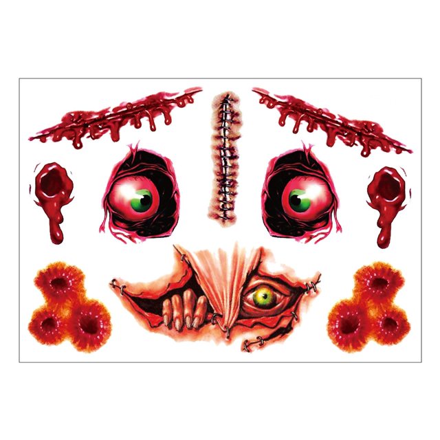 Halloween Face Tattoos Funny Face Tattoos For Halloween Costume Party Scar Tattoos Terrifying Face Tattoos For Halloween Halloween Makeup Scar Tattoos Scar