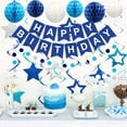 thumbnail image 5 of Blue Birthday Party Decorations for Men Women- Navy Blue Happy Birthday Banner with Honeycomb Balls,  Star Hanging Swirl Streamer, Circle Dot Garland Decroations, 5 of 7