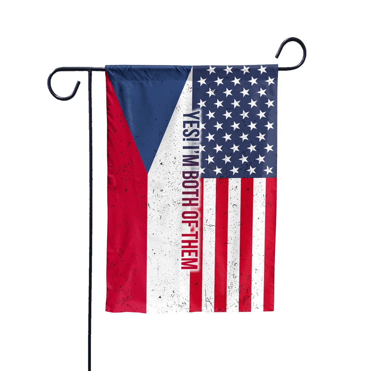 American Half Czech Republic Flag Czech Friendship U.S.A My Home My Blood House Flag, Double-Sided Decorative Outdoor Flag, Patriotic Polyester Yard Flag 29.5 x 39.5 in