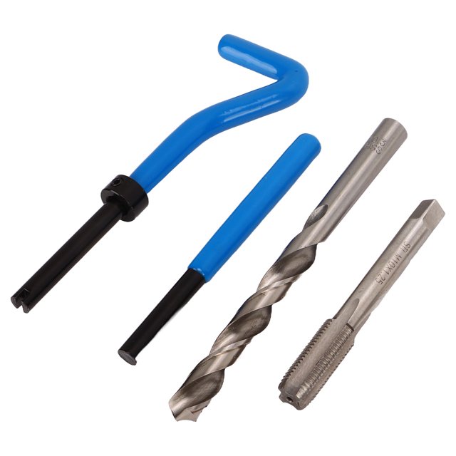 Kit de Réparation de Filetage, Outils de Réparation Auto Universels en Acier Haute Vitesse pour Restaurer les Filetages Endommagés avec Inserts de Filetage, Embouts de Forage, Robinets de Filetage, Installation d'Inserts, Outils de Casse de Crampons
