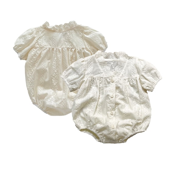 LYMAYTER 3-24M Baby Girls Infant Embroidered Romper Short-Sleeve Breathable Summer Clothes
