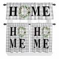 thumbnail image 2 of Kitchen Window Curtains Valance and Tier Set, Spring Eucalyptus Leaf Wreath Home Quote Gray Plaid Rod Pocket Tier Curtain Valance Set, Farm Cotton Leaves Light Filtering Cafe Curtains for Bedroom, 2 of 9