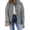 thumbnail image 1 of PENGXIANG Womens Lightweight Quilted Jacket Button Long Sleeve Stand Collar Warm Winter Coat, 1 of 6