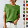 thumbnail image 3 of WTXUE T-Shirts Short Sleeve, Crew Neck Shirts for Women's Loose T Shirt with A Knit Bottom Short Top Knit Tops Solid | Casual for Women Mint Green XL, 3 of 10