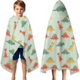 thumbnail image 2 of Colorful Dinosaur Repeat Pattern Hooded Bath Towel Wrap for Teens Ages 3 To 12, Soft Lightweight Quick Dry Microfiber Bath Beach Pool, 60"x35", 2 of 4