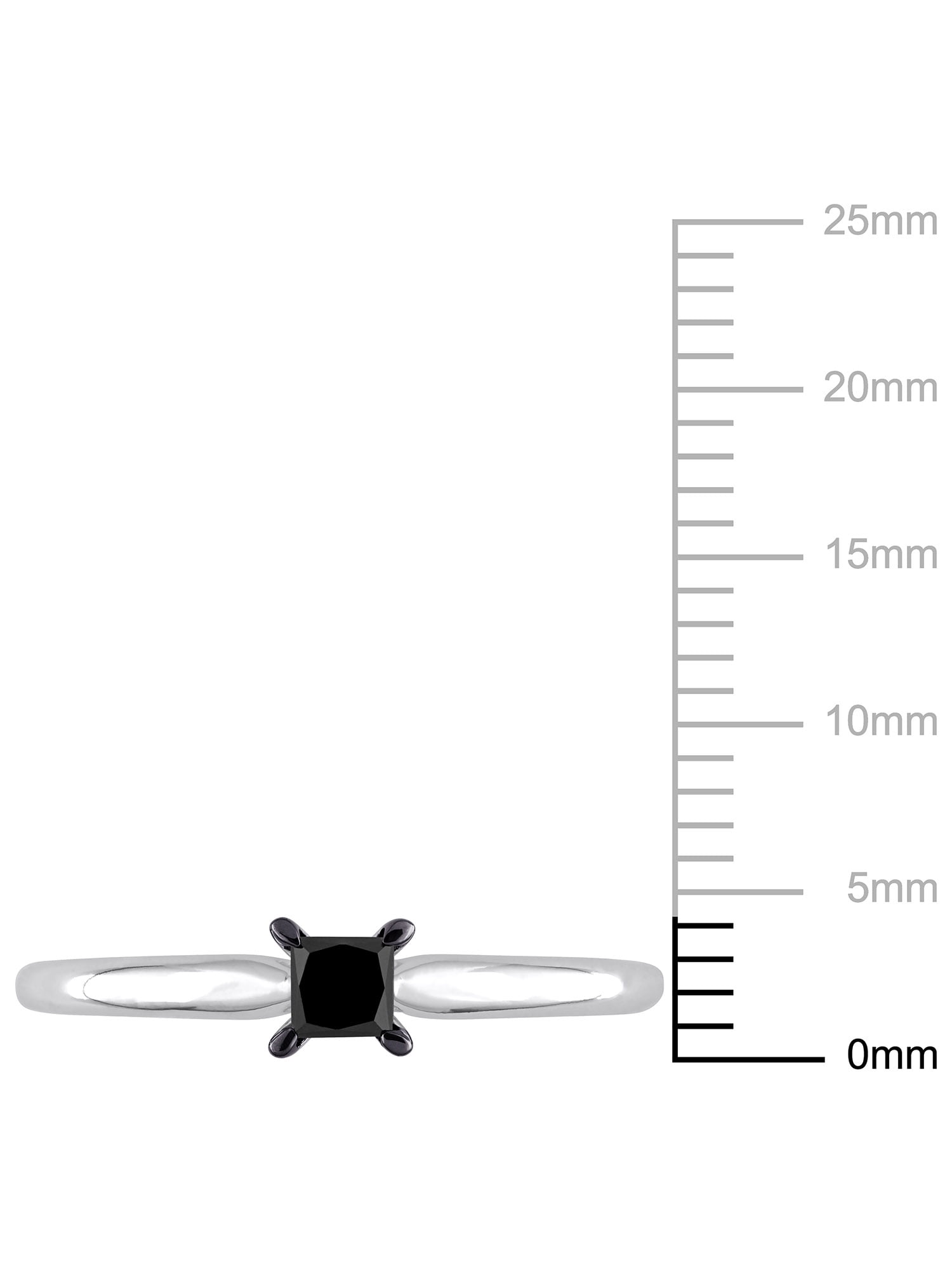 1/4 Carat T.W. Black Diamond 14kt White Gold Black Rhodium Plated Solitaire Engagement Ring