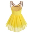 thumbnail image 2 of IBTOM CASTLE Women Ice Figure Skating Dress Ballet Dance Leotard Gymnastics Sequin Embroidery Gradient Chiffon Dress Dancewear XL Yellow, 2 of 8
