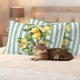 thumbnail image 3 of Aqua Stripes Lemon Outdoor Waterproof Pillow Covers, Spring Botanical Plant Vertical Line Decorative Rectangle Throw Pillowcase Sofa Cushion Sham for Patio/Couch/Chair, 20"x12" 2 Pack, 3 of 8