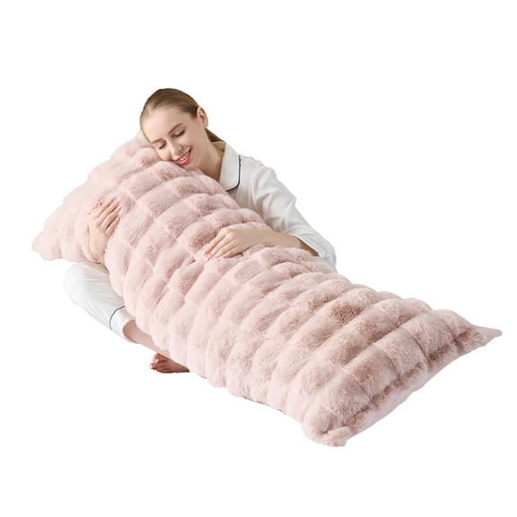Luxury Shaggy Faux Fur Body Pillow,Fluffy Bed Pillow with Zipper Closure,Soft Decorative Plush Full Long Pillows,Fuzzy Hug Pillow for Home Living Room Side Sleeper & Pregnancy 20"x54" Pink Chocolate
