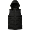 thumbnail image 4 of Womens Puffer Vests Hooded Sleeveless Quilted Zip Up Jacket with Snap Button Front and Pockets Cotton Solid Color Warm Outerwear for Outdoor Activities, 4 of 5