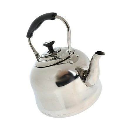 Wswqop Outdoor Camping Stainless Steel Whistling Kettle Kitchen Tea Pot Silver 3L