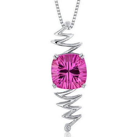 Oravo 10.00 Carat T.G.W. Cushion-Cut Created Pink Sapphire Rhodium over Sterling Silver Pendant, 18