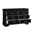 thumbnail image 5 of Classic Louis Philippe Style Bedroom 4pc Set Cal-King Bed Nightstand Dresser Mirror Traditional Black Finish Furniture, 5 of 7