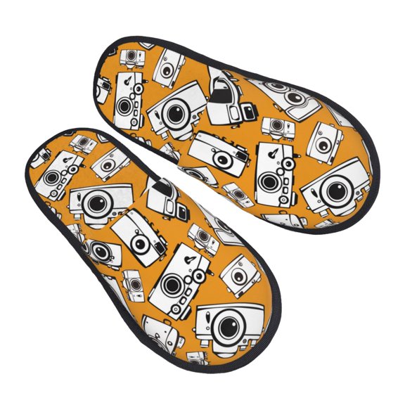 House Slippers for Women Men - line camera Lightweight House Shoes Fuzzy Slippers, Soft Slip-On Cozy House Slippers for Woman Indoor Outdoor