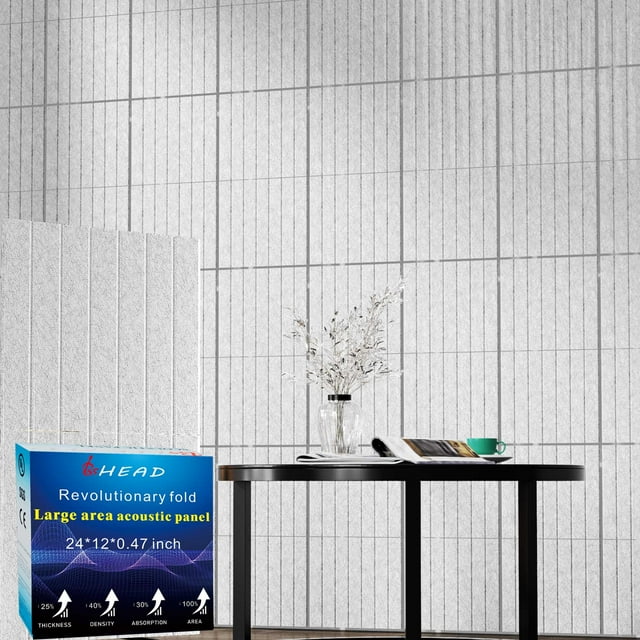 Paneles de pared insonorizados BSHEAD, plegables de tamaño grande, 30 x 30 x 1,2 cm, gris x6