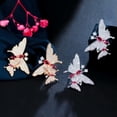 thumbnail image 2 of Classy Red Cubic Zirconia Double Butterfly Drop Earring for Women Fine Jewellery, 2 of 9