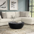 thumbnail image 3 of Simpli Home Elmbrook 34 inch Wide Solid Mango Modern Industrial Drum Coffee Table in Black, Assembled, 3 of 7