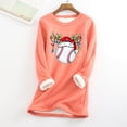 thumbnail image 3 of Tbopshirt Womens Hoodless Sweatshirts,Plus Size Essential Crewneck Sweatshirts Christmas Women's Round Neck Pocket Thickened Plush Warm Long Sleeve Tops, 3 of 5