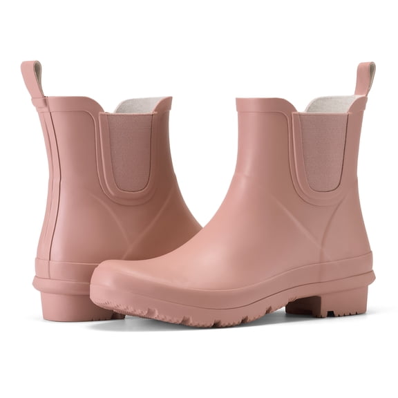 Women's Waterproof Chelsea Rain Boots, Slip-Resistant Rubber Garden Shoes, Pink, Size 8
