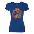 thumbnail image 3 of Colorful Neon Gorilla | Dean Russo Art Animal Lover Womens Slim Fit Junior Tee, Royal, X-Large, 3 of 6