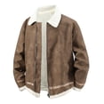 thumbnail image 2 of Zynoxe Mens Plus Size Sherpa Jackets Vintage Lapel Shearling Collar Zip Up Long Sleeve Faux Suede Jackets Winter Warm Relaxed Fit Fleece Jackets with Pockets, 2 of 6