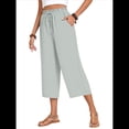 thumbnail image 2 of Pantalones Cortos para Mujer, Informales, con Cordón y Bolsillos, Holgados, de Cintura Alta y Pierna . Gris M, 2 of 6