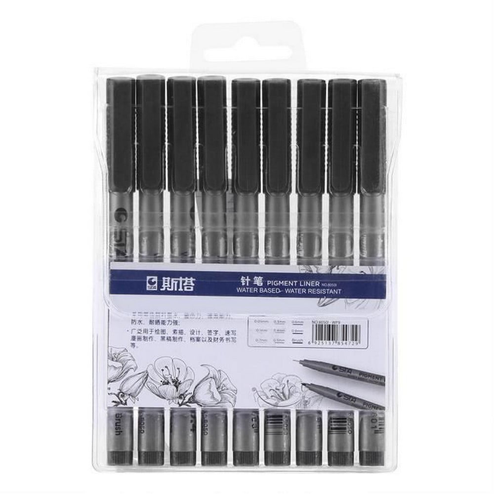 Sta Water Based Pen 9Pcs Different Tip Sizes Water Based Brush Pen Set