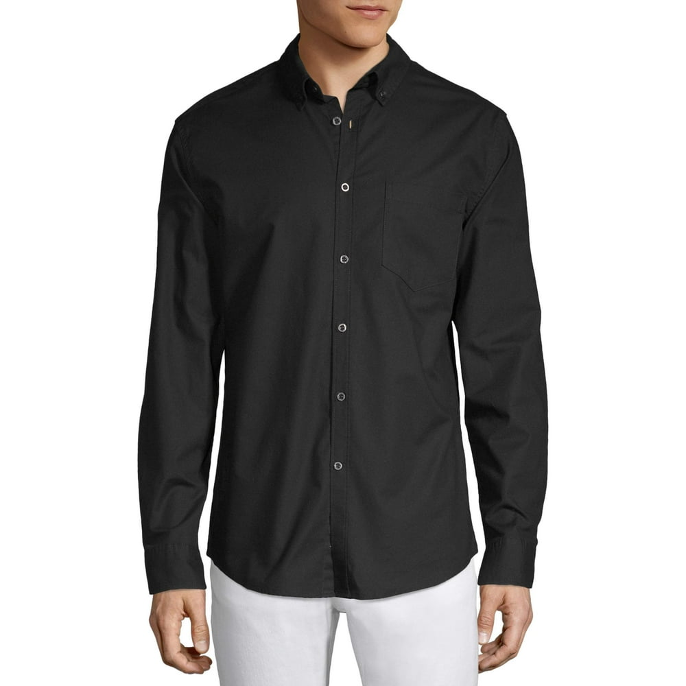 GEORGE - George Men's Long Sleeve Slim Fit Oxford Shirt, up to 3XL ...