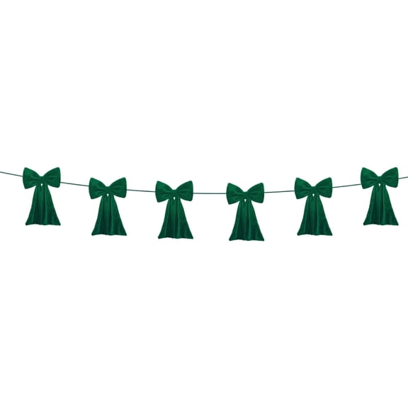 Christmas Bows 118.11 Inches Long Velvet Bow Garland, Double-Layer Ribbon Christmas Tree Ornaments, Mantel & Stair Railing, Wall & Door Frame Decorations, Festive Home Decor