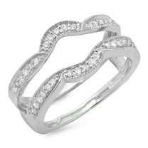 0.35 Carat (ctw) 14K White Gold Round Diamond Ladies Anniversary Wedding Band Enhancer Double Guard Ring 1/3 CT