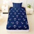 thumbnail image 3 of spefrowx Ocean Anchor Twin Sheets for Men, Navy Nautical Marine Bedding, 3 Pieces, 1 Flat Sheet, 1 Fitted Sheet and 1 Pillowcase, 3 of 5