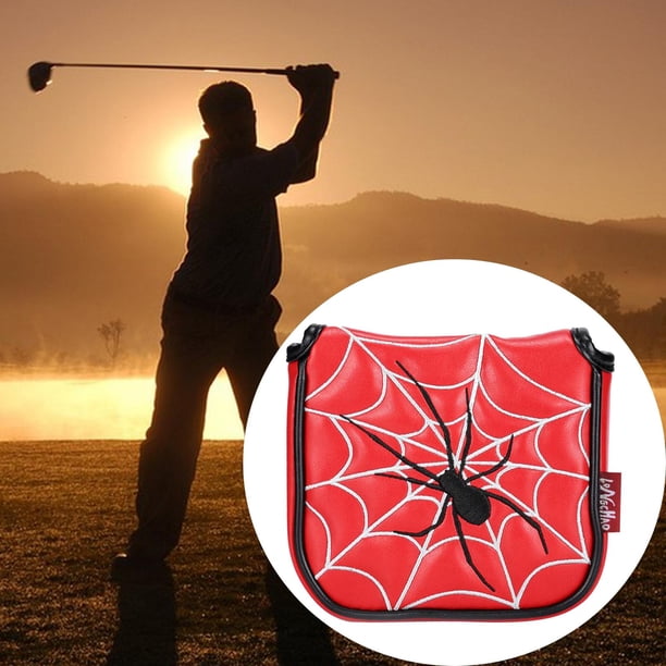 Cubierta de cabeza de putter de mazo de golf de cuero PU impermeable / Protector de cabeza de eje de talón de golf Accesorios de equipo para hombres y Araña Roja Baoblaze Cubierta de la cabeza del putter de golf