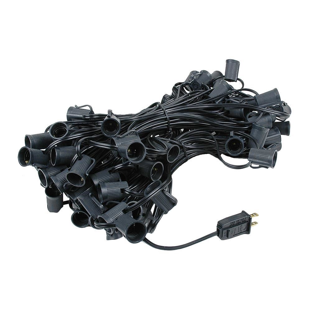 100 Foot G50 Outdoor Patio String Lights with 125 Clear Globe Bulbs – Indoor Outdoor String Lights – Market Bistro Café Hanging String Lights – C9/E17 Base - Black Wire