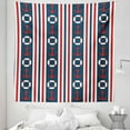 thumbnail image 1 of Nautical Tapestry, Vertical Borders Stripes Maritime Theme Steering Wheel and Anchor Pattern, Fabric Wall Hanging Decor for Bedroom Living Room Dorm, 5 Sizes, Indigo Red White, by Ambesonne, 1 of 1