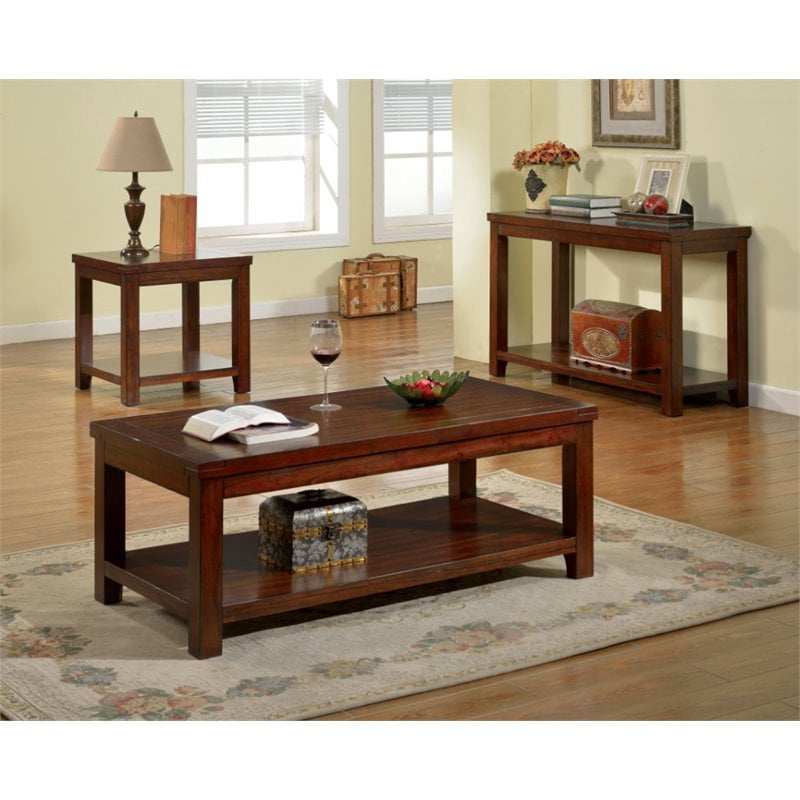 Furniture of America Granger 3-piece Wood Coffee Table Set in Dark