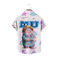 thumbnail image 5 of Men's Monsters University Short Sleeve Soft Shirt Slim-Fit Short-Sleeve Print Shirt Lapel Party Shirts Plus Size S-8XL, 5 of 11