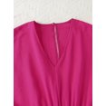 thumbnail image 3 of Womens Spring Summer Romper V‑Neck Bat Sleeve High Waist Casual Short One Piece Jumpsuit Alternative Rose Red L, 3 of 5
