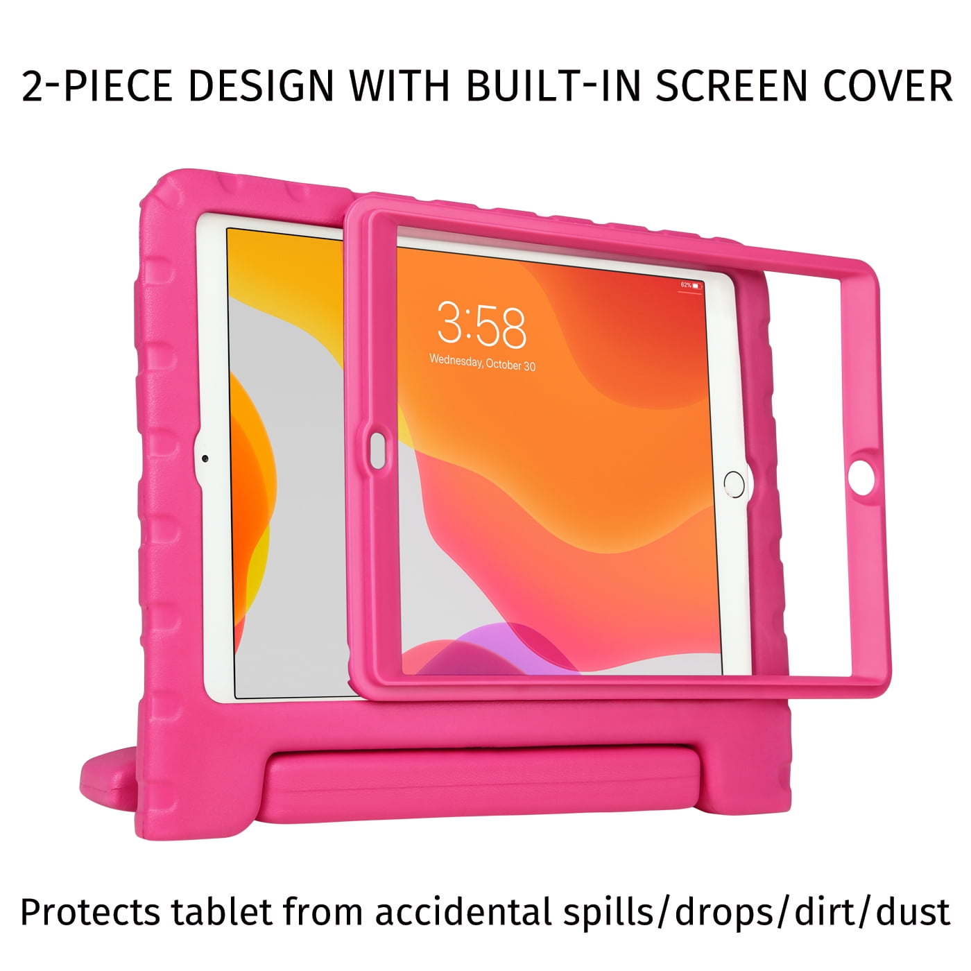 HDE Kids iPad Case with Built-In Screen Protector for 2021 9th Generation iPad 10.2 Inch, 2020 8th Gen, 2019 7th Gen - Pink