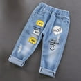 thumbnail image 2 of Hicidod Toddler Boy Jeans Elastic Waist Fashion Solid Color Pants Full Length Loose Fit Cozy Pockets Casual Denim Jeans for Girls, 2 of 3