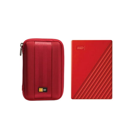 WD 4TB My Passport Portable External Hard Drive, Red +Case,