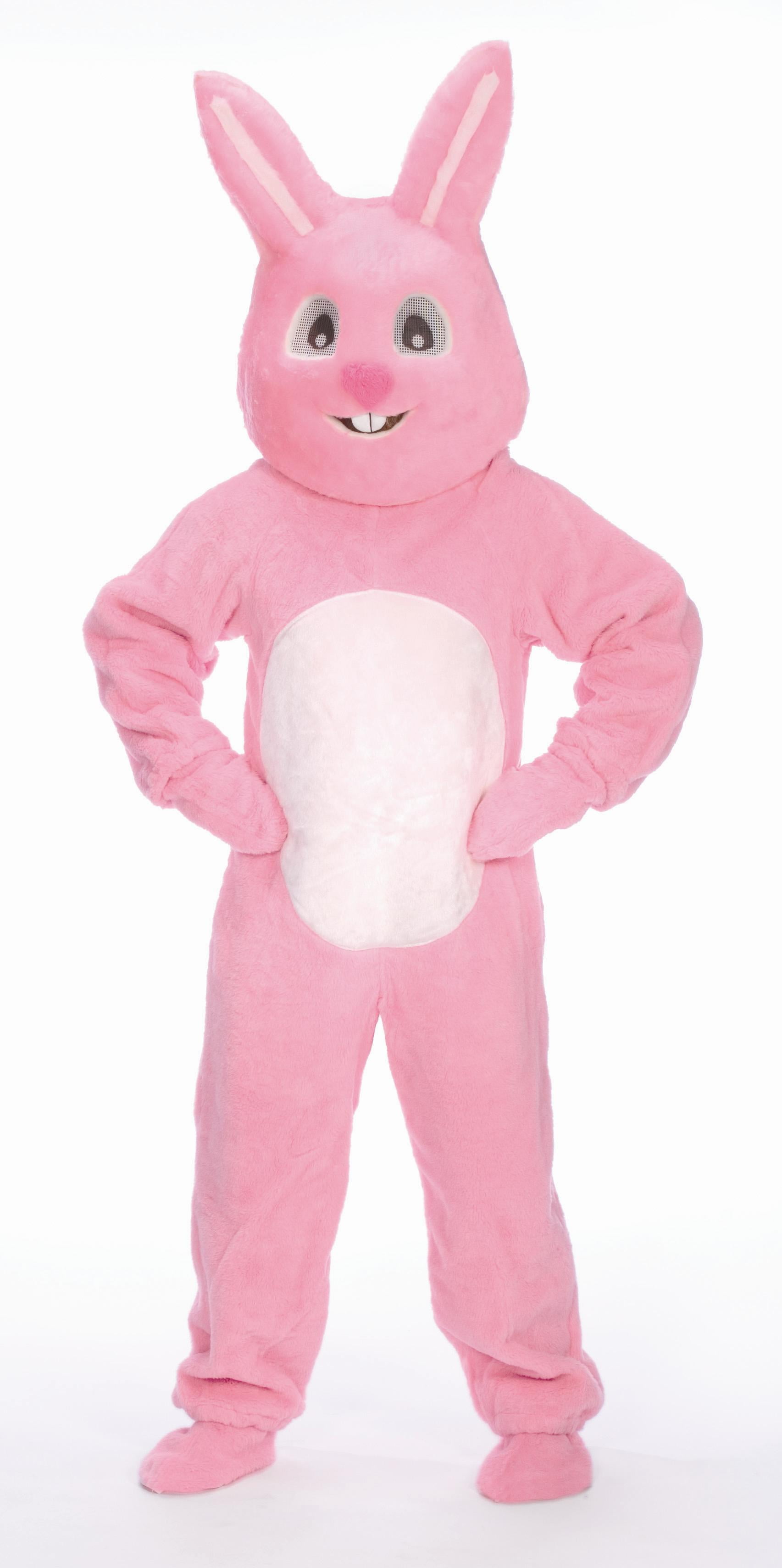 4 Piece Pink Easter Bunny Suit with Mascot Head Adult Size X Large