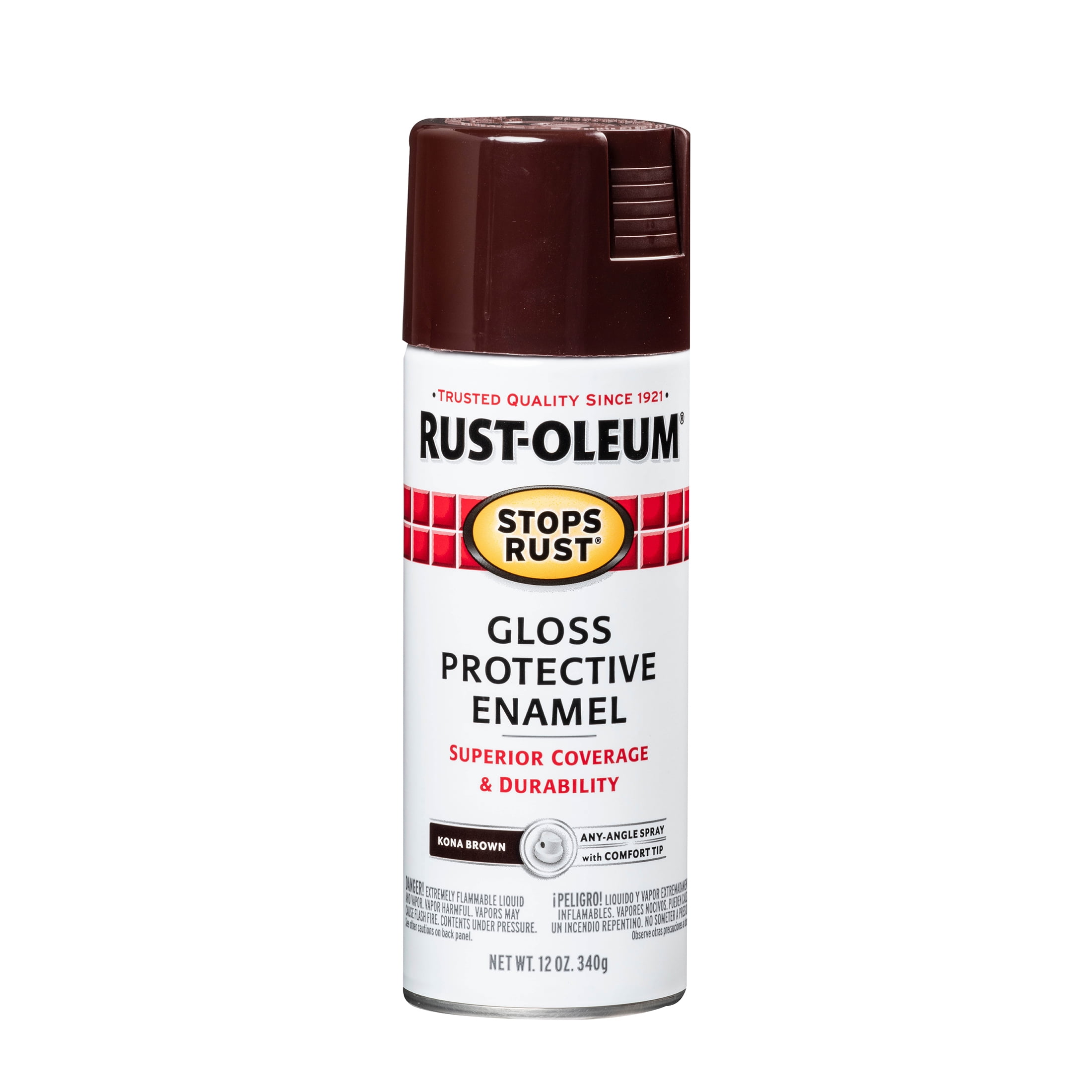 6 Pack, Kona Brown, Rust-Oleum Stops Rust Gloss Protective Enamel Spray Paint-267112, 12 oz