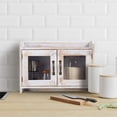 dxynlzq White Wood Counter Top Storage Organizer Shelf Glass