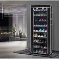 thumbnail image 2 of CNYTTX Shoe Rack, 10 Tiers Shoe Rack with Covers Room-saving 9 Lattices Non-woven Fabric Shoe Shelf (Black, 10-Tiers-Shoe-Rack), 2 of 3
