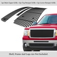 thumbnail image 2 of APS Compatible with GMC Sierra 1500 2007-2013 New Body & 07-10 Denali Stainless Steel Black 8x6 Horizontal Billet Grille Insert Combo G67743J, 2 of 7