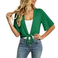 thumbnail image 7 of Lumtrix Womens Shrugs For Summer Cropped Cardigan Short Sleeve Open Front Sheer Shawl Cardigans Lightweight Chiffon Bolero Dark Green M, 7 of 7